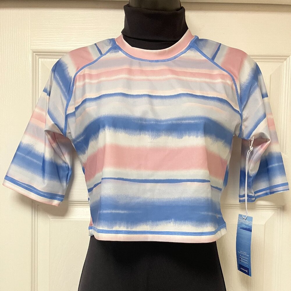 KYODAN SWIM • NWT! Crop Rash Guard UPF 40 - Watercolor - Size Large NEW